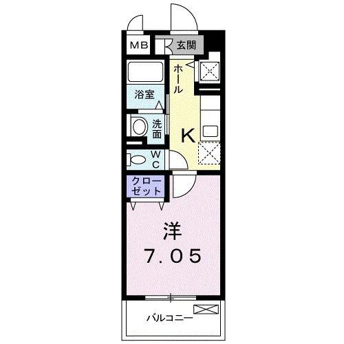 カーサソレアード(1K/1階)の間取り写真