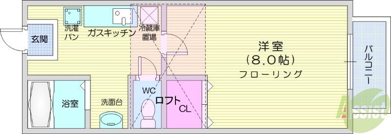 アヴァンセ高砂(1K/1階)の間取り写真