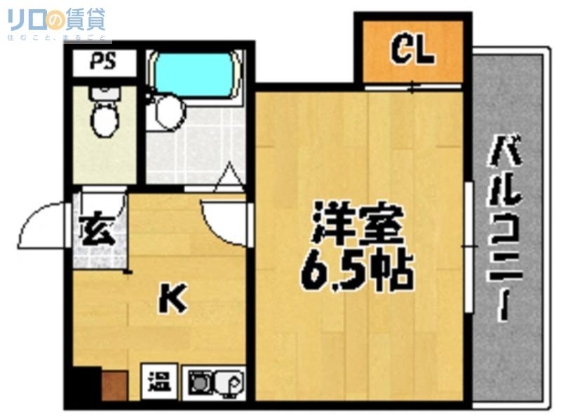 豊里芙蓉ハイツ(1K/6階)の間取り写真