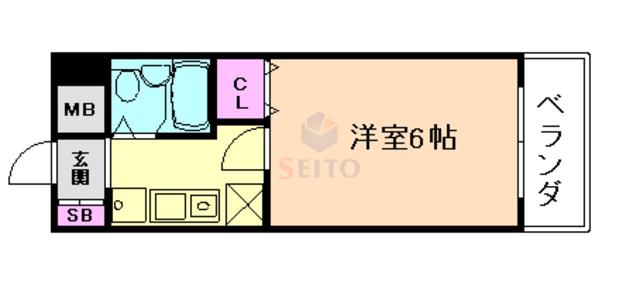 エスリード福島第2(1K/6階)の間取り写真