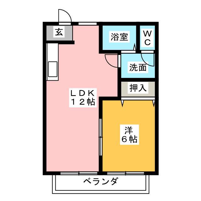 プリムヴェール(1LDK/2階)の間取り写真