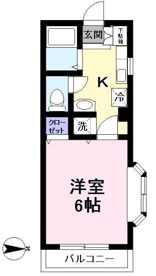 ユーハイム(1K/2階)の間取り写真