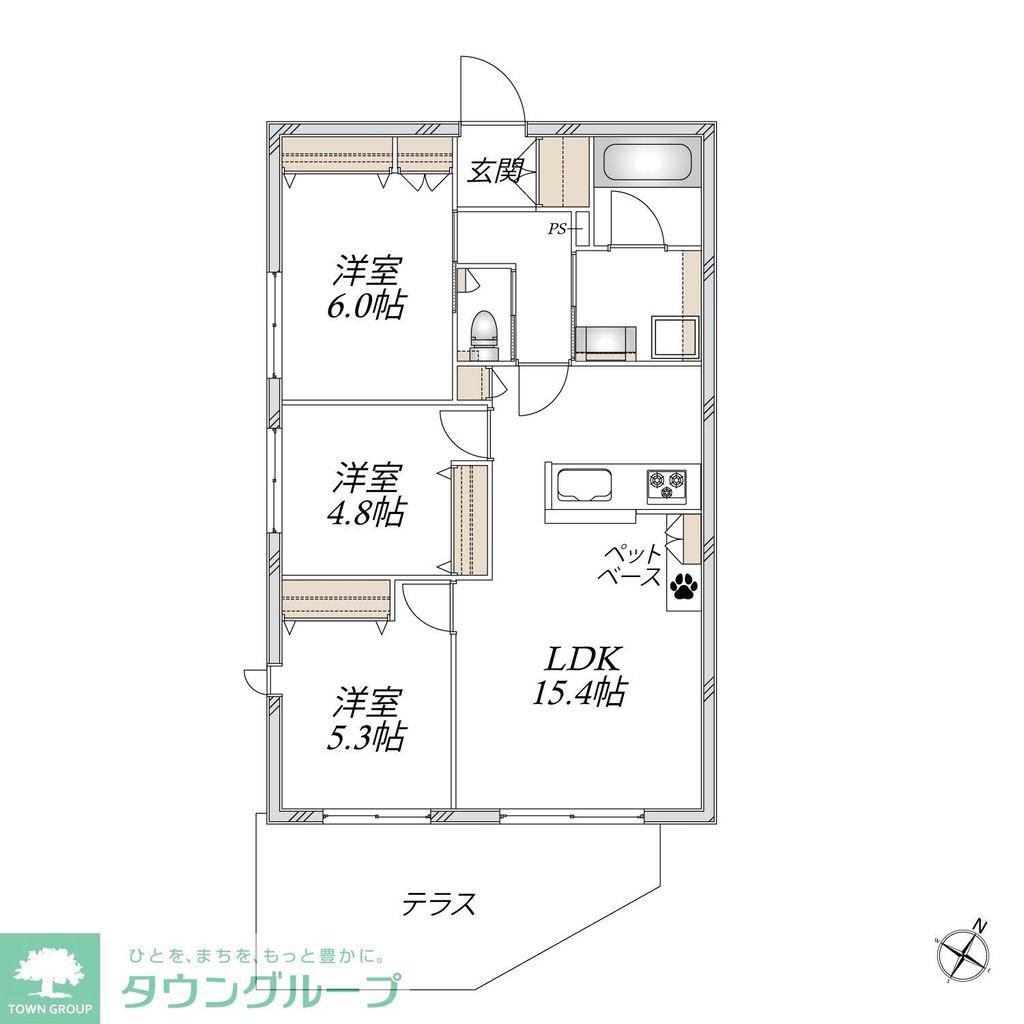 パレ新瑞(3LDK/1階)の間取り写真