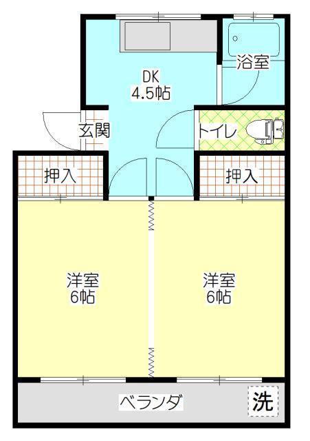 コーポ中沢1号館(2DK/2階)の間取り写真