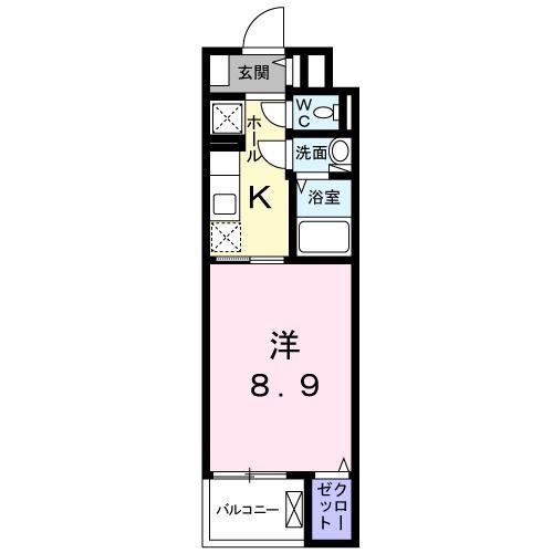 フェリーチェ(1K/1階)の間取り写真