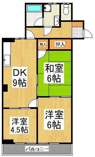 サニーウェル小日向(3DK/2階)の間取り写真