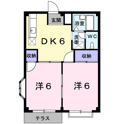 メゾントミ-II(2DK/1階)の間取り写真