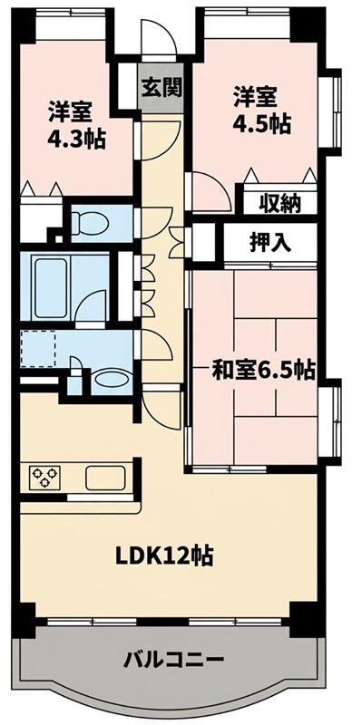 オリオンプラザ相模大野(3LDK/4階)の間取り写真