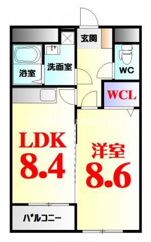 清水町MAマンション(1LDK/2階)の間取り写真
