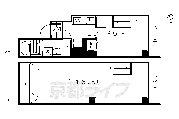 ブリエ五条大宮(1LDK/5階)の間取り写真