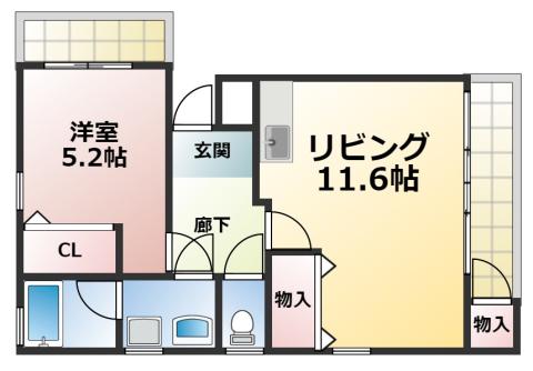 MSパティオ(1LDK/2階)の間取り写真