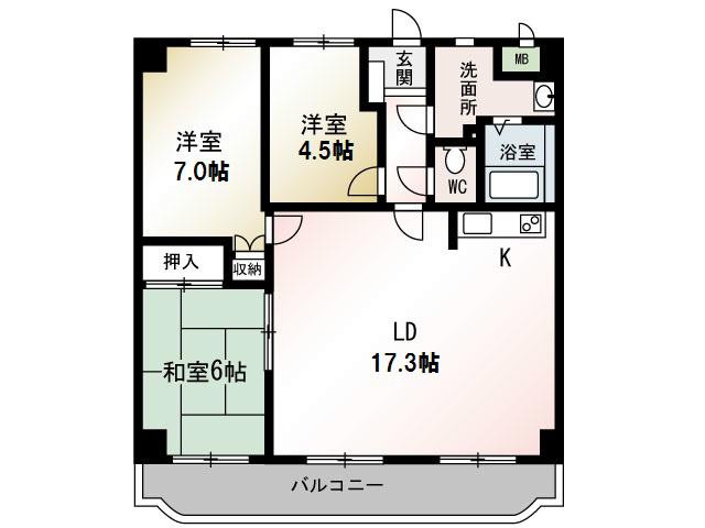 エクセル伊勢原(3LDK/3階)の間取り写真