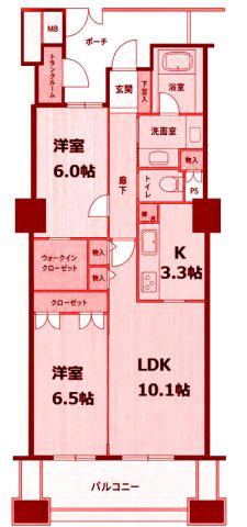 レジデンス・ザ・武蔵小杉(2LDK/7階)の間取り写真