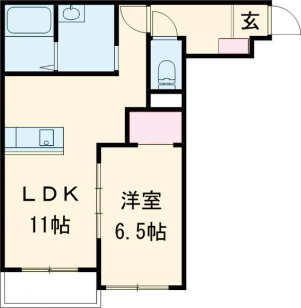 苫小牧市北栄5丁目AP(1LDK/2階)の間取り写真