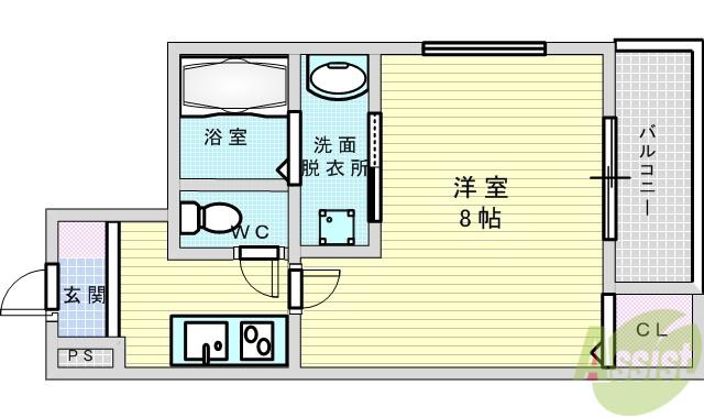フジパレス下新庄駅東Ⅰ番館(1K/3階)の間取り写真