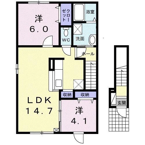 ビリーブグットIV(2LDK/2階)の間取り写真