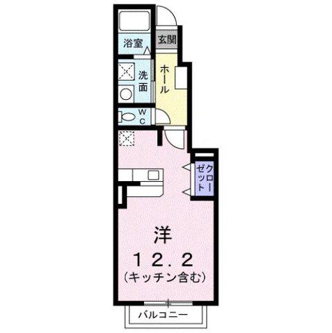 モワメーム(ワンルーム/1階)の間取り写真