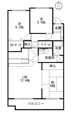 サーパス神戸北(3LDK/3階)の間取り写真