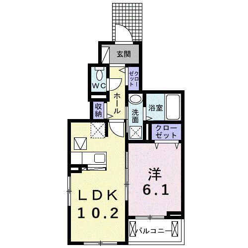 プラシードヒルズ II(1LDK/1階)の間取り写真