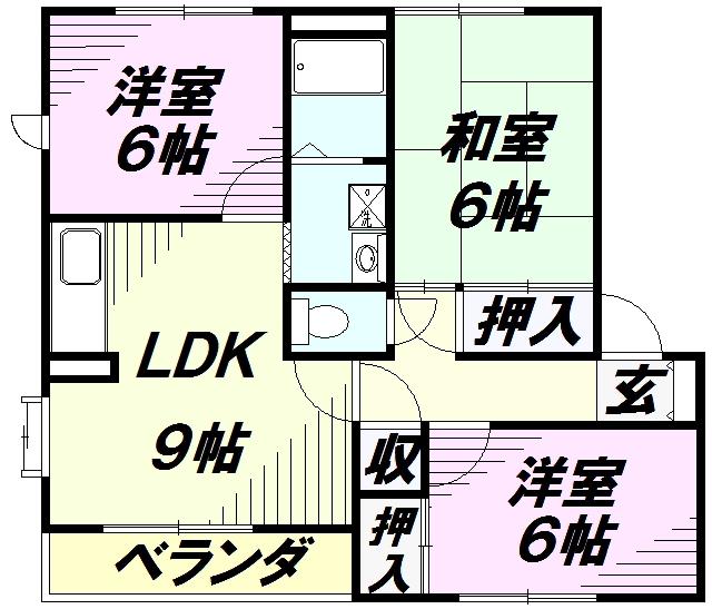 セント・ビラ92B(3LDK/2階)の間取り写真