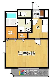 プラティ五条台(1K/1階)の間取り写真