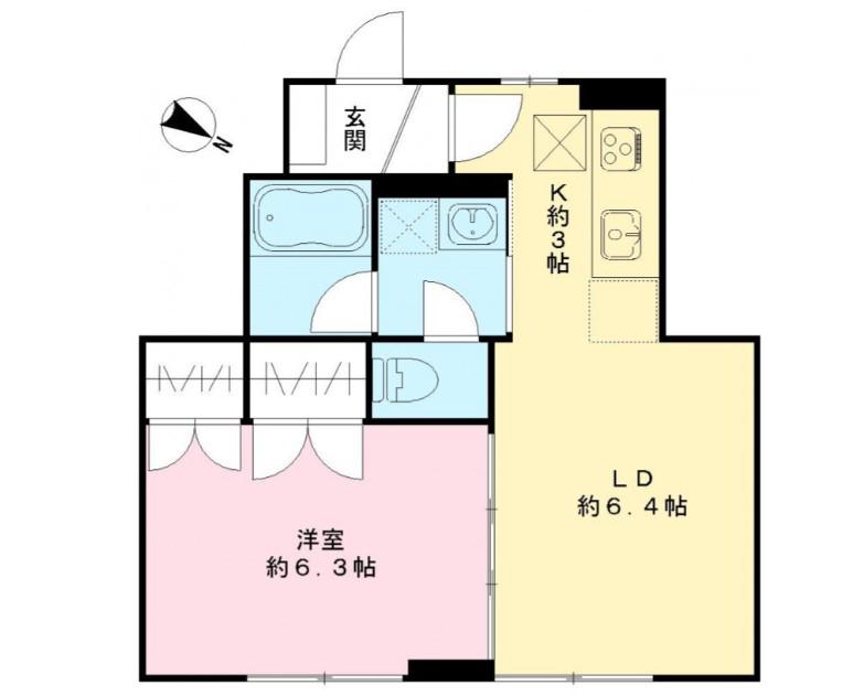 ウィング成城(1LDK/1階)の間取り写真