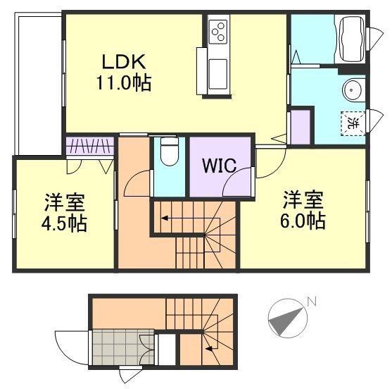 ヴィラ―チェ福井(2LDK/2階)の間取り写真