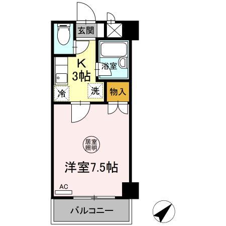 ネオシティー長町(1K/3階)の間取り写真
