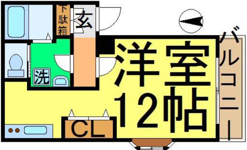 ソレアードY.KⅡ(ワンルーム/1階)の間取り写真