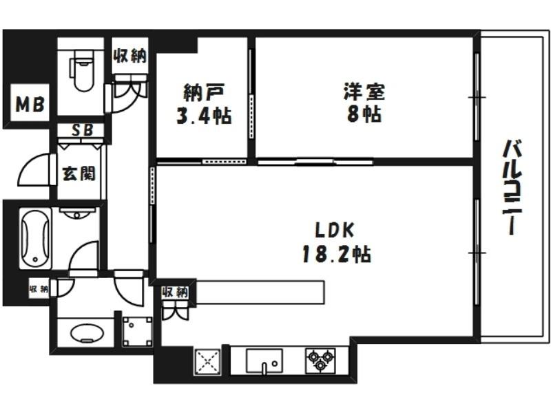 N4 タワー(1SLDK/21階)の間取り写真