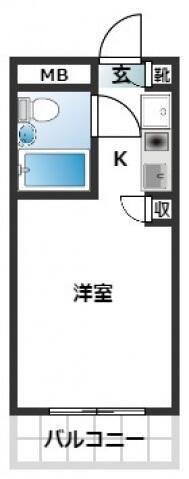 スカイコート白楽B(ワンルーム/4階)の間取り写真
