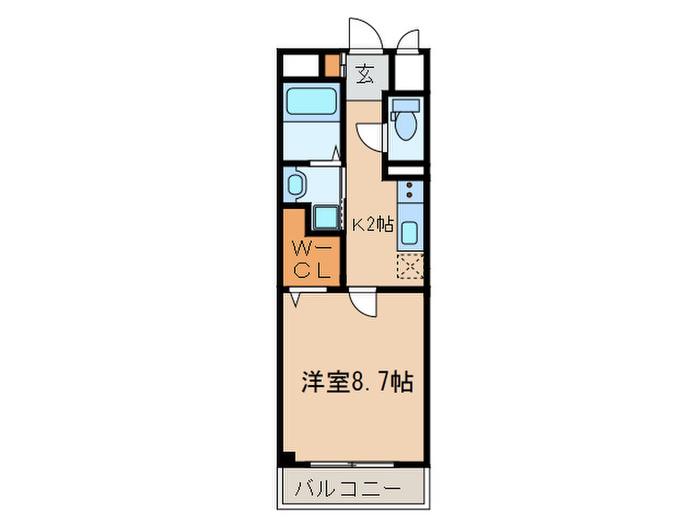 シーブラウン(1K/2階)の間取り写真