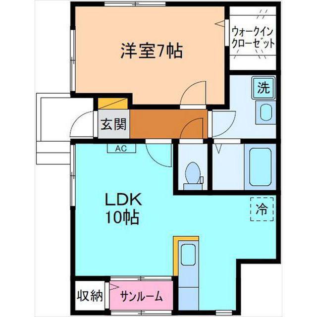 シャン・ド・フルール(1LDK/1階)の間取り写真