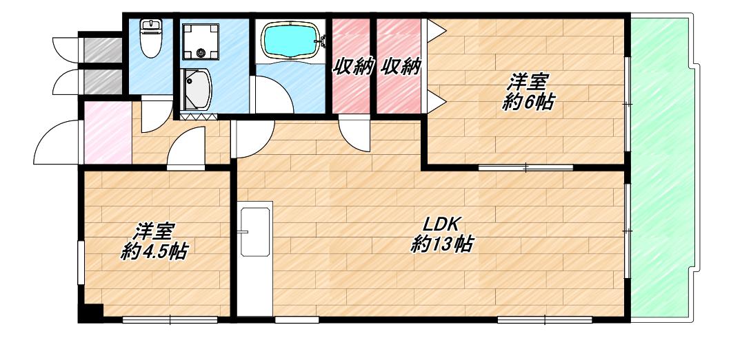 パストラル山本(2LDK/5階)の間取り写真