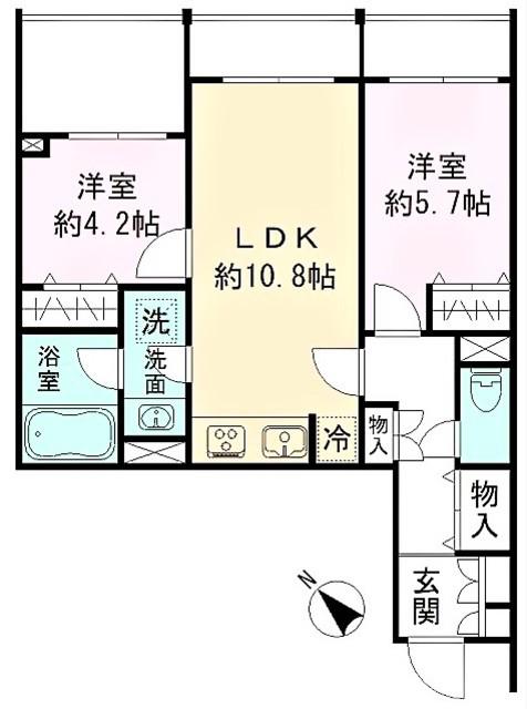 MOCXION INAGI木でつくるマンションプロジェクト(2LDK/2階)の間取り写真