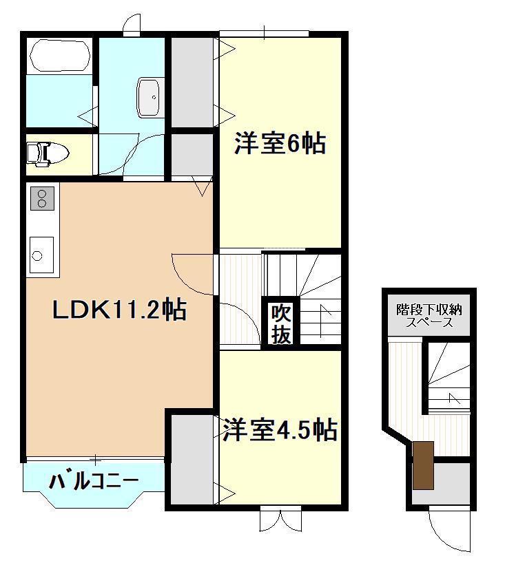 Jフィールド(2LDK/2階)の間取り写真