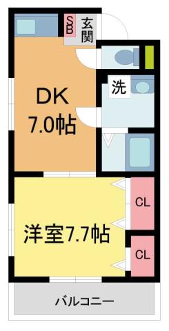 アヴニール西宮(1DK/3階)の間取り写真