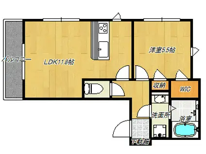 ロアールメゾンⅡ(1LDK/2階)の間取り写真