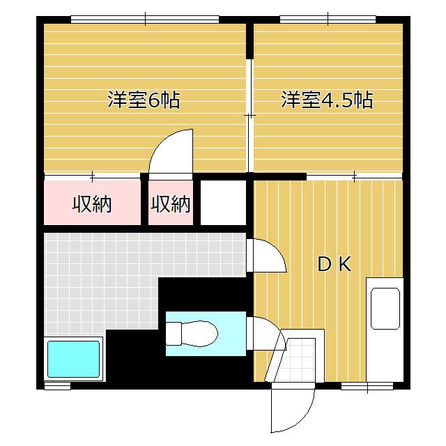 第一やまふじハイツ(2DK/2階)の間取り写真