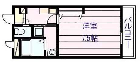 サンドレンスコート(1K/3階)の間取り写真