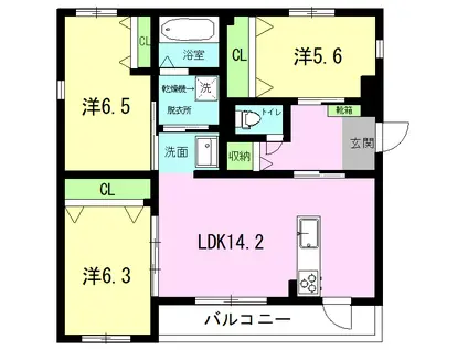 フォンス光の森II(3LDK/1階)の間取り写真