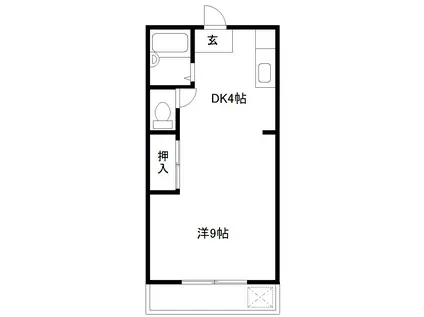 キャッスルビル(1DK/4階)の間取り写真