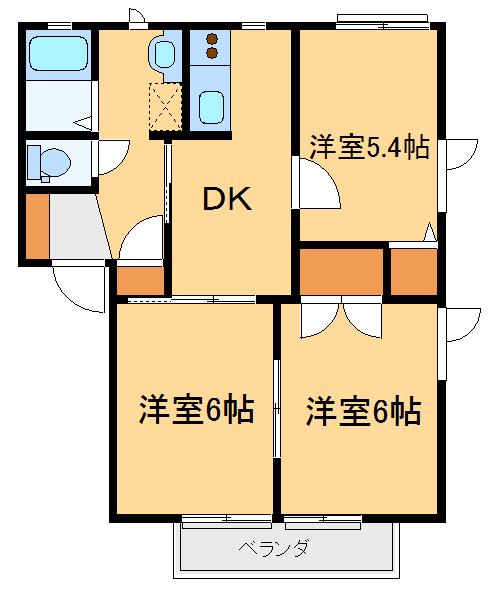 ブリリアント(3DK/2階)の間取り写真