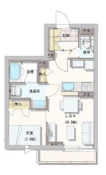 ノイ リーフ(1LDK/1階)の間取り写真