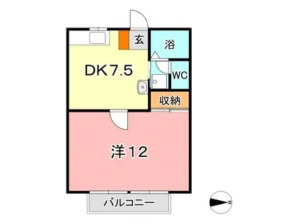 ハイライフ中庄(1DK/1階)の間取り写真