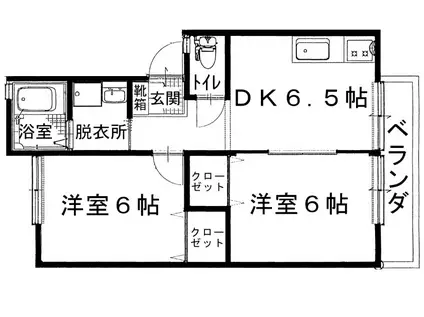 柞田石井ハイツII(2DK/2階)の間取り写真