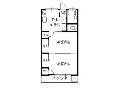 日高アパート(2DK/2階)の間取り写真