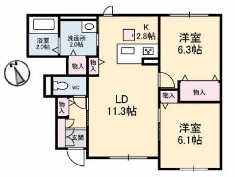 CENTRIEVA A棟(2LDK/1階)の間取り写真