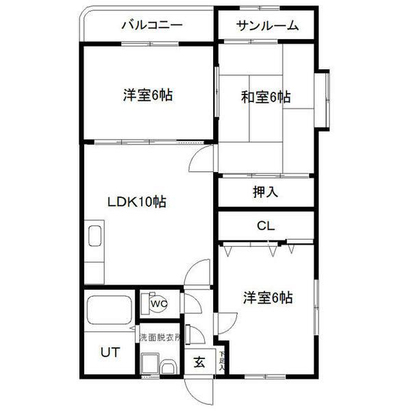 エクセル南(3LDK/2階)の間取り写真