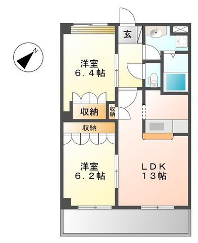 ハイツルミエール(2LDK/2階)の間取り写真